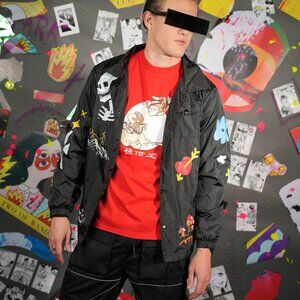 REASON Limited Edition Graffiti Windbreaker Jacket – Unisex Streetwear, Size M